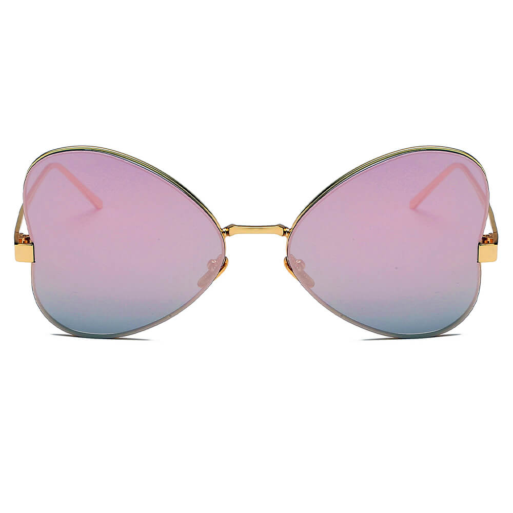 LINDSAY | Women Oversized Rounded Butterfly Fashion Sunglasses